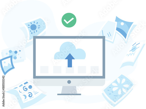 Cloud Storage and Data Backup Concept on Desktop Computer