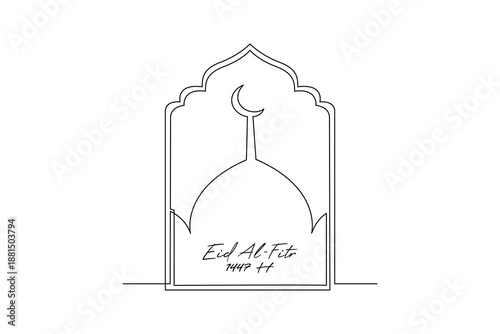 Islamic Arch Design. Idul Fitri 1447 Concept. Single line draw design Video 4k. Footage graphic illustration