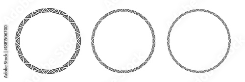 Decorative tribal round frames with Aztec-style ornament borders. Ethnic motifs designed for backgrounds, labels, invitations, and creative design projects