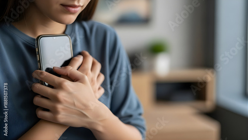Modern privacy concept with person holding mobile device securely