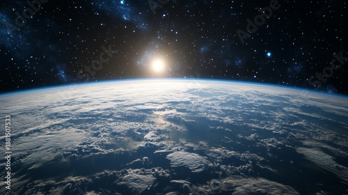 High-altitude view of earth from space astronaut perspective planetary landscape cosmic environment celestial concept