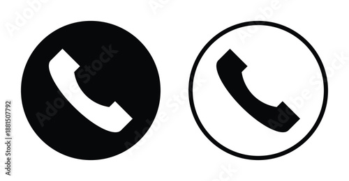 Phone Icon. Call Icon Circular Black Solid Vector. 