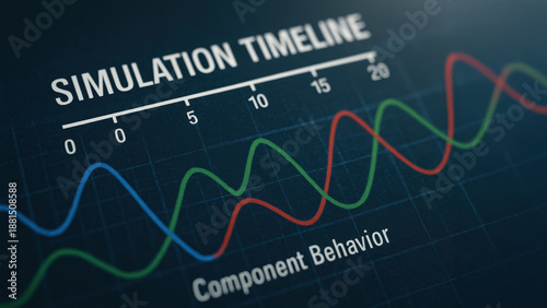 Next gen engineering solution simulation digital twin predictive performance chart plotting component behavior over timeline with layered waveform