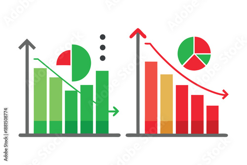 A graph illustrating the contrast between profit and loss over a specified time period..eps