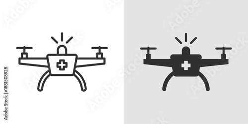Rescue Drone Icon representing emergency response, aerial search and rescue, and AI-powered disaster assistance.