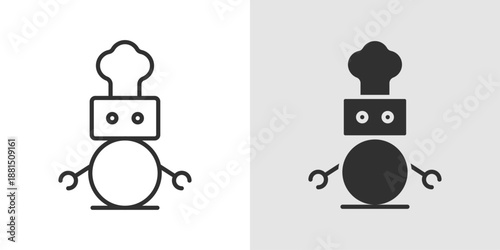 Robot Chef Icon representing automated cooking, smart kitchen technology, and AI-powered culinary systems.