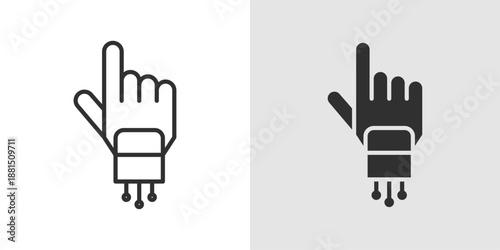 Robot Hand Icon representing artificial intelligence, automation, and human machine interaction.