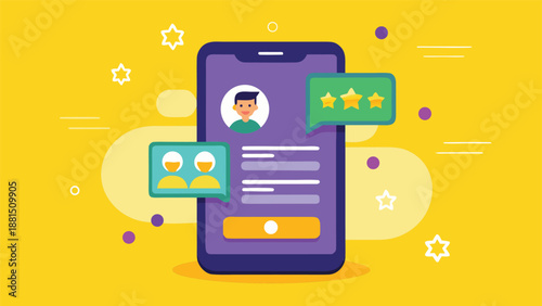 Visual representation of a customer feedback app concept, showcasing design elements and user interaction features..eps