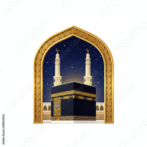 Holy Kaaba Night Illustration