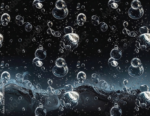 Wallpaper Mural A close-up view of numerous transparent bubbles floating against a dark background Torontodigital.ca