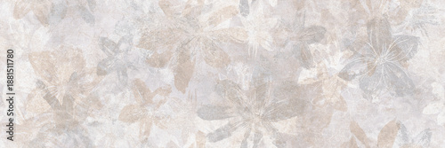 Cement texture with seamless flowers pattern. Wallpaper, textile or ceramic design.	
