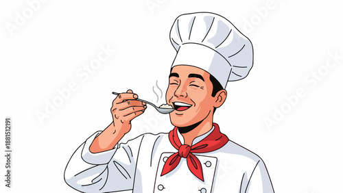 A chef tastes food