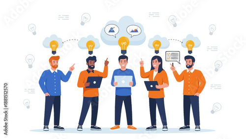 Diverse team brainstorming ideas, innovation, collaboration, and creativity