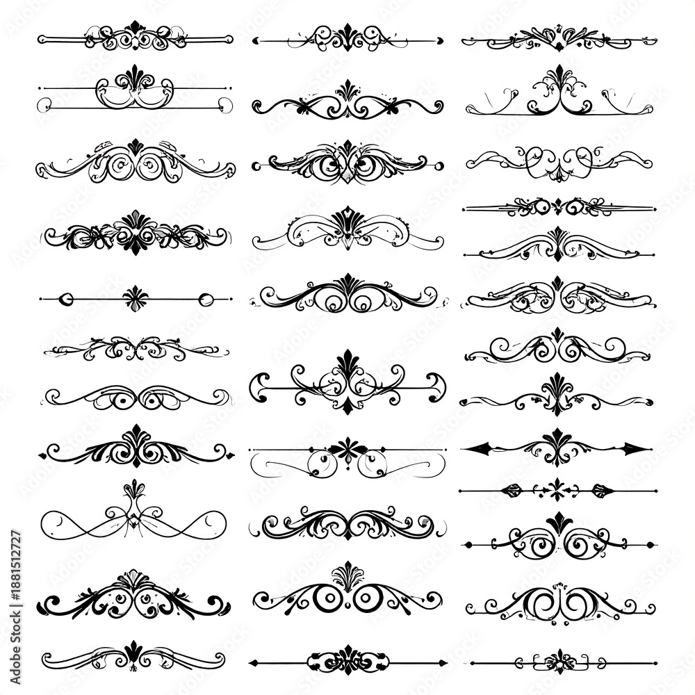 Obraz premium A collection of 25 black ornate designs on a white background (1)