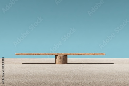 Minimal balance beam structure symbolizing stability, equilibrium, and fairness.