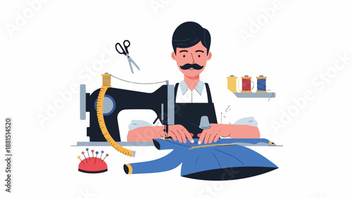 A man sewing fabric with a machine