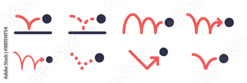 Bouncing ball animation effect physics motion vector set