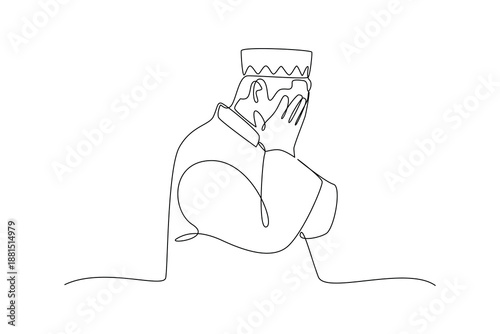 Man Praying Alone. Activity in Ramdhan Concept. Single line draw design Video 4k. Footage graphic illustration