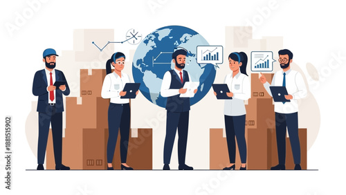 Global Business Team Meeting for Logistics and Strategy