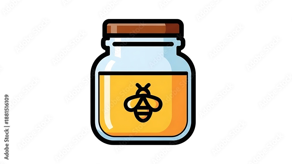 Fototapeta premium Honey Jar with Bee Logo Illustration.