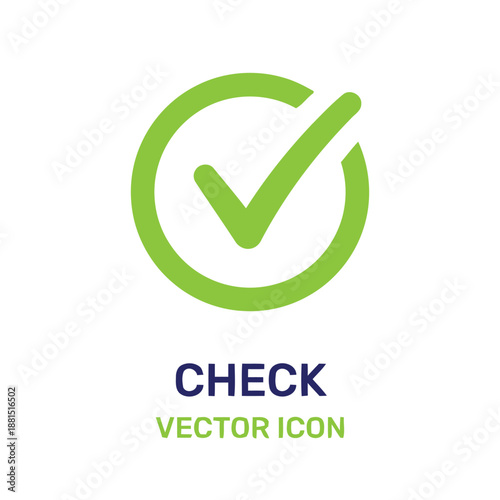 Check mark vector icon for task complete in circle
