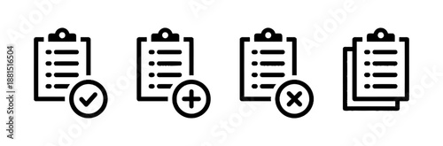 Checklist icons in monochrome for tracking task progress