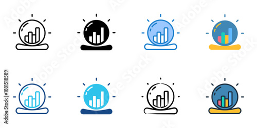 Demand Forecasting icons set multiple style collection. Editable stroke 
