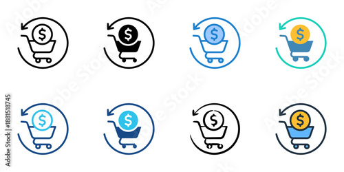 Purchase History icons set multiple style collection. Editable stroke 
