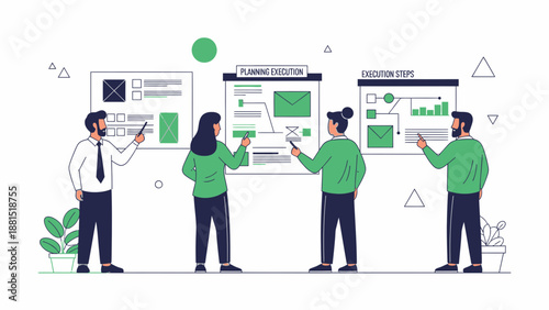 Team Brainstorming Strategy Meeting Business Planning Presentation