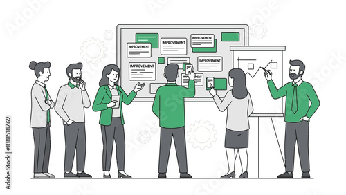 Team Brainstorming Strategy Meeting on Whiteboard