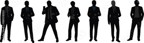 Business men silhouettes set, professional corporate executives standing isolated vector illustration design modern leadership concept