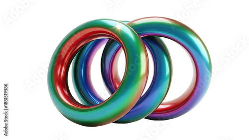 Two Interlocking Iridescent Toroids