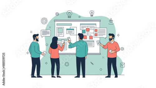 Teamwork and Brainstorming Session: Planning and Strategy Development