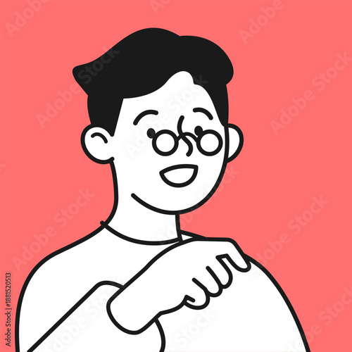 Confident and energetic young male professional in modern line art style, powerful positive man expressing action, decision and momentum for contemporary web services and digital business use