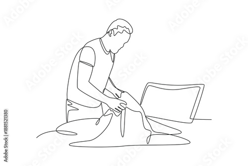 make the bed. Real life story telling Concept. Single line draw design Video 4k. Footage graphic illustration