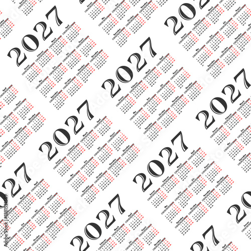 Seamless background with calendar for a year 2027.