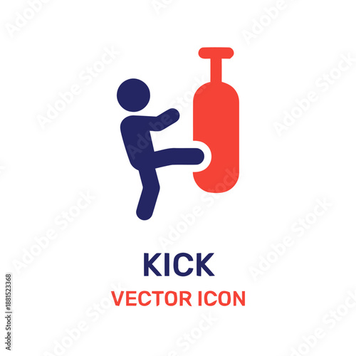 Kick vector icon illustration of silhouette man kicking punching bag
