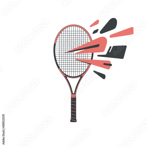 Tennis racket with shattered strings