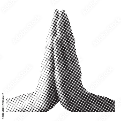 A pair of halftone knees in a praying position