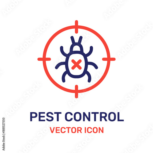Pest control icon vector concept with bug and target symbol