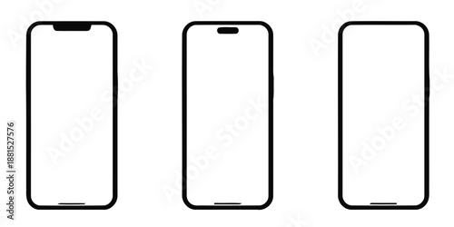 Phone icon set in black outline for mobile devices
