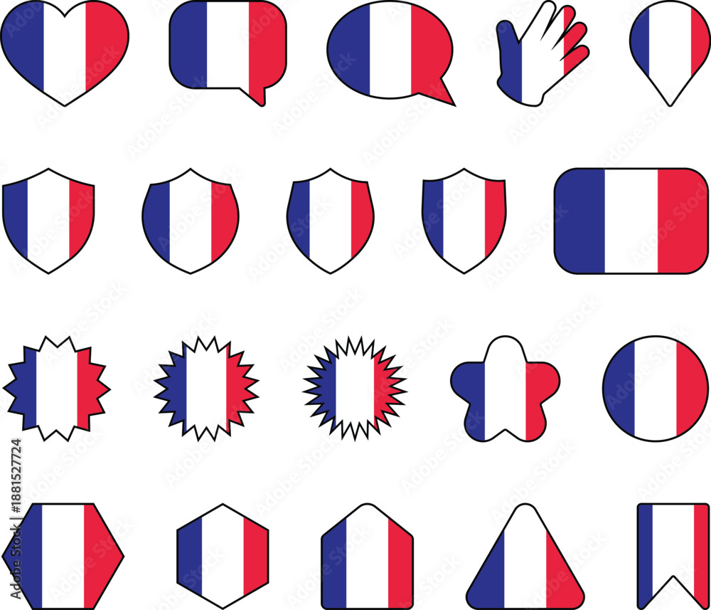 custom made wallpaper toronto digitalFrench Flag Icon Collection in Modern Flat Design