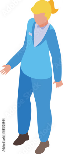 Promoter girl representing brand wearing uniform and giving information about products or services