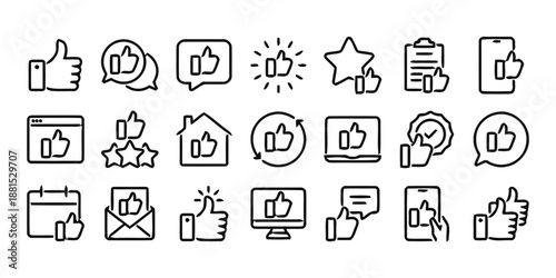 Set of like and thumb up line icons