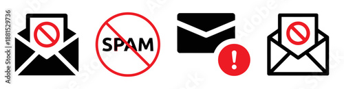 Set of no spam icons isolated on white background