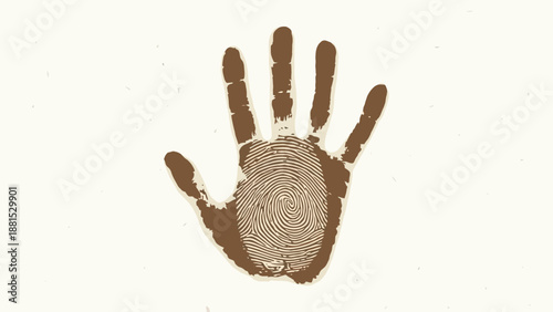 Fingerprint Handprint Brown Ink Stamp Realistic Illustration Vector