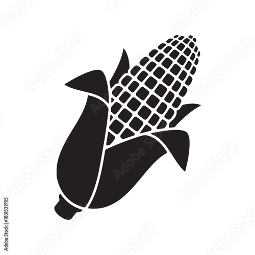 Corn icon silhouette icon vector flat design on white background
