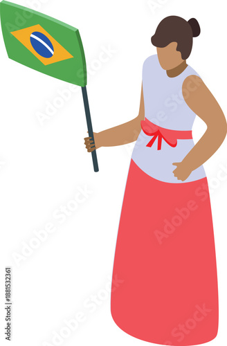 Woman proudly holding brazilian flag, celebrating national identity and patriotism