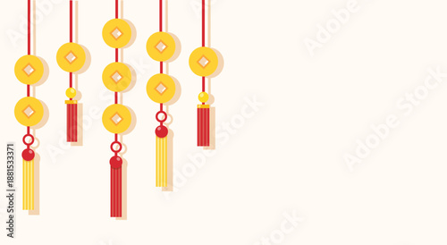 Chinese Coin Charms Hanging Decoration Background 