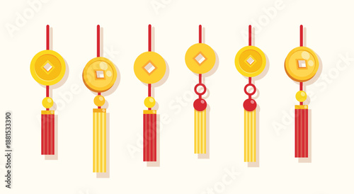 Chinese Coin Charms Hanging Decoration Background 